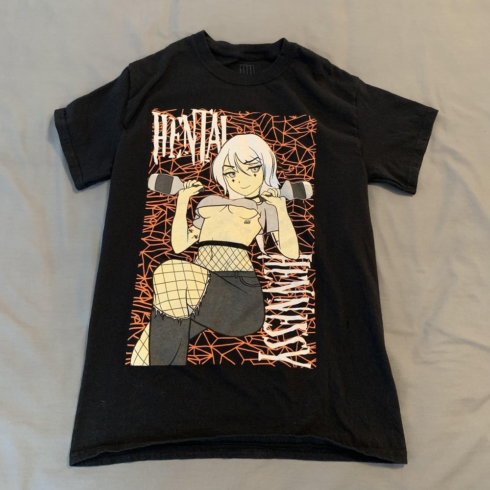 Hentai Anime Shirt Mens Small Black Waifu Graphic Tee 2021 Streetwear Manga - Picture 2 of 7